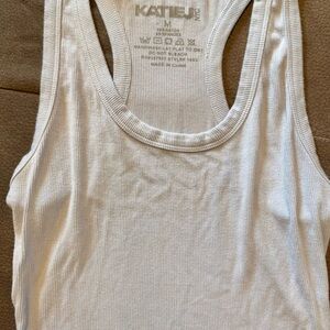 Katie J light blue Ribbed cropped Tank Top